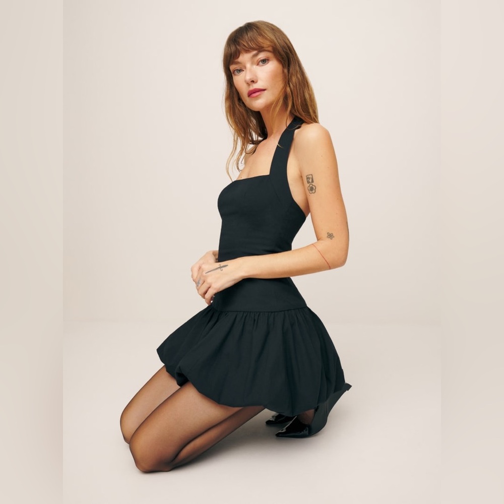 Reformation Babette Black Mini Dress